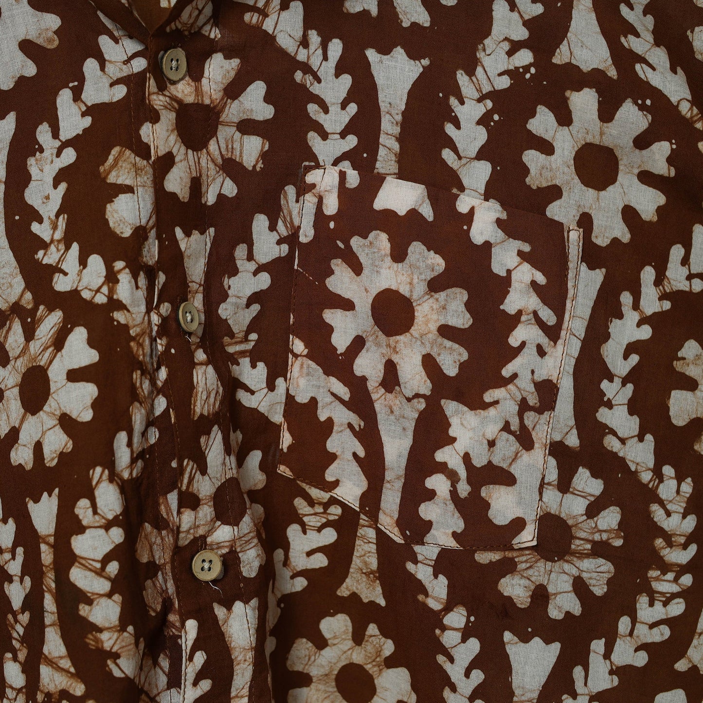 Half sleeve cotton men hand block batik print shirt 07