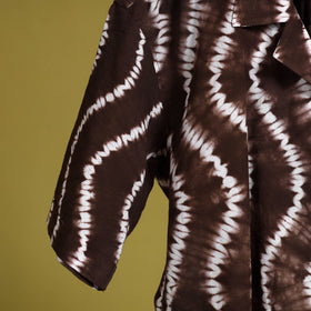 Buy Brown Half Sleeve Tie & Dye Cotton Men Shibori Shirt
