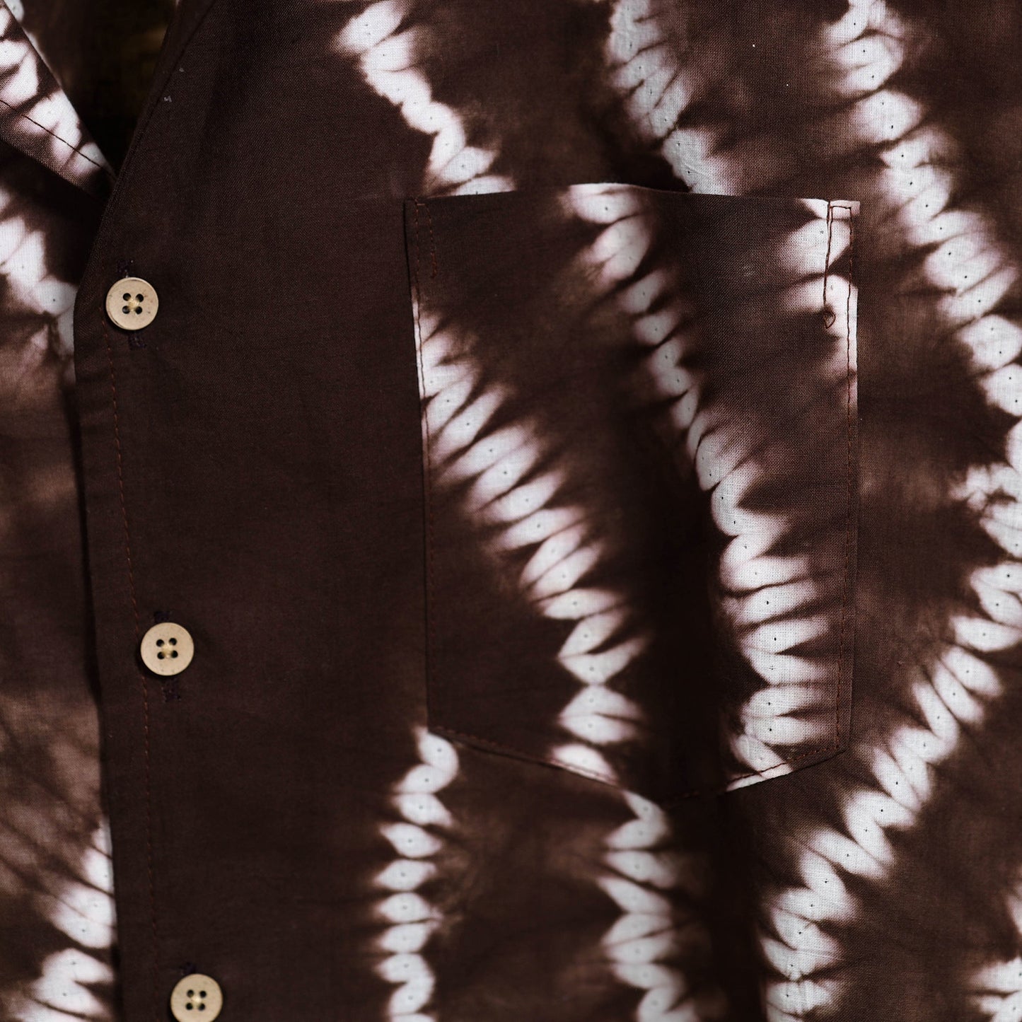 Buy Brown Half Sleeve Tie & Dye Cotton Men Shibori Shirt