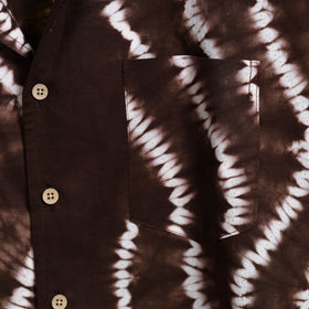 Buy Brown Half Sleeve Tie & Dye Cotton Men Shibori Shirt