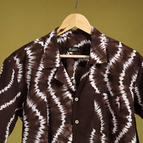 Buy Brown Half Sleeve Tie & Dye Cotton Men Shibori Shirt