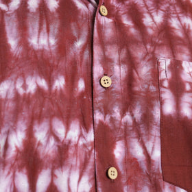 Brown Half Sleeve Tie & Dye Cotton Men Shibori Shirt