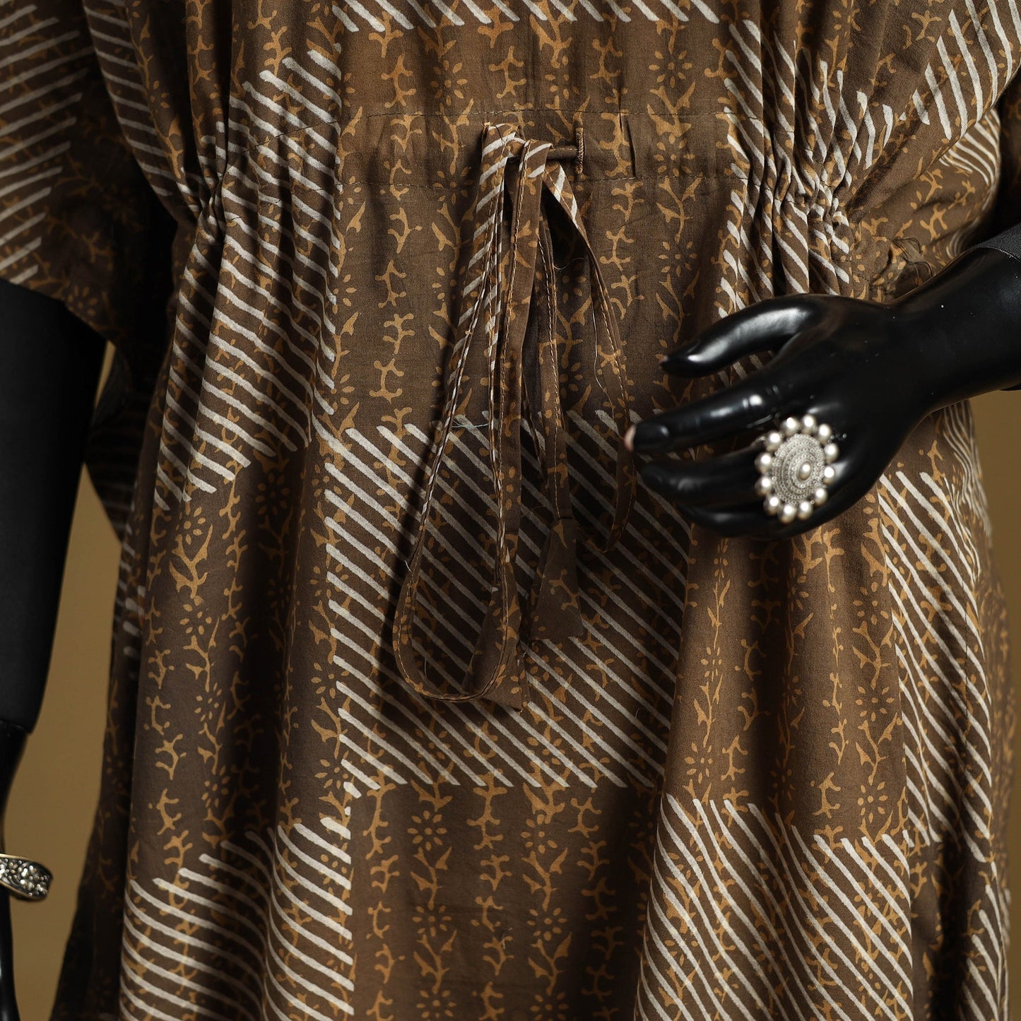 Hand akola long kaftan with tie-up waist 11 - handcrafted