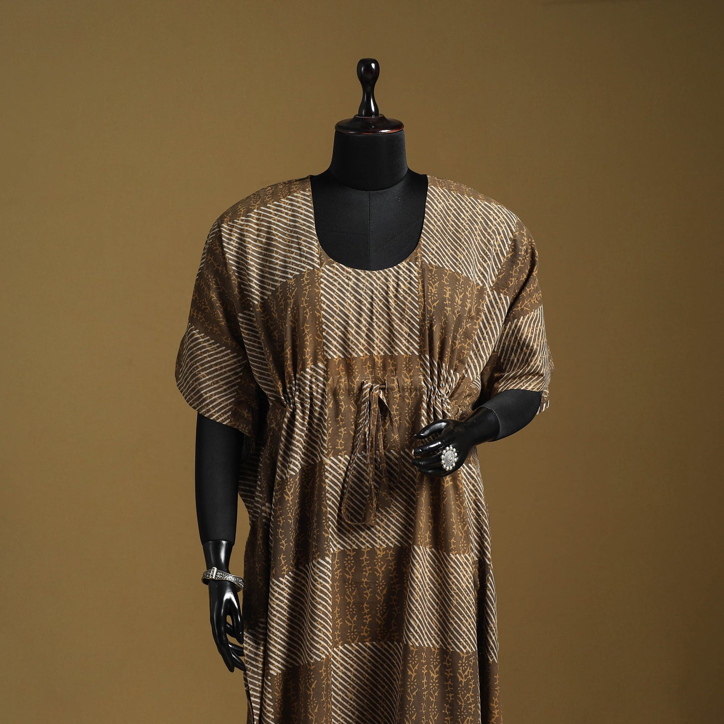 Hand akola long kaftan with tie-up waist 11 - handcrafted