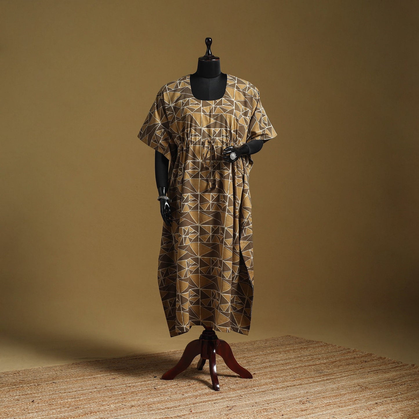 Hand akola long kaftan with tie-up waist 14 - handcrafted