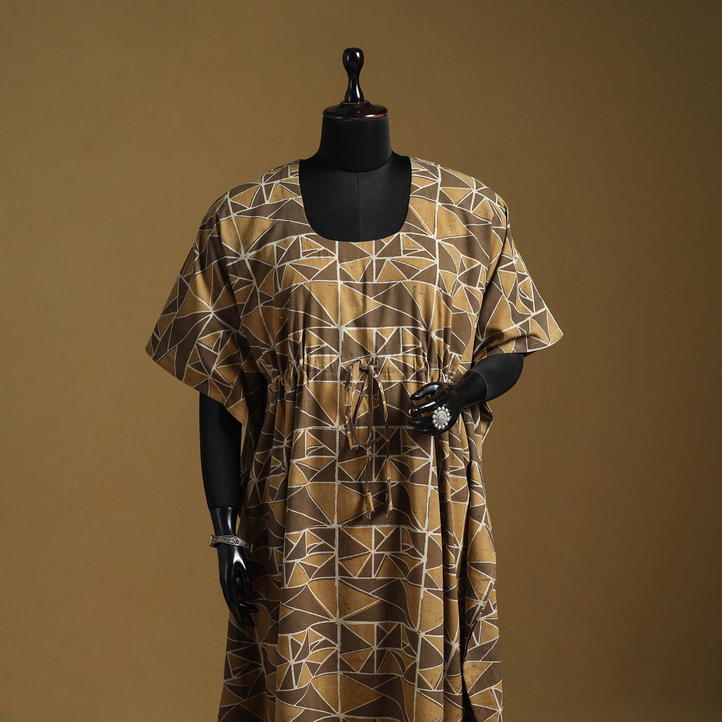 Hand akola long kaftan with tie-up waist 14 - handcrafted