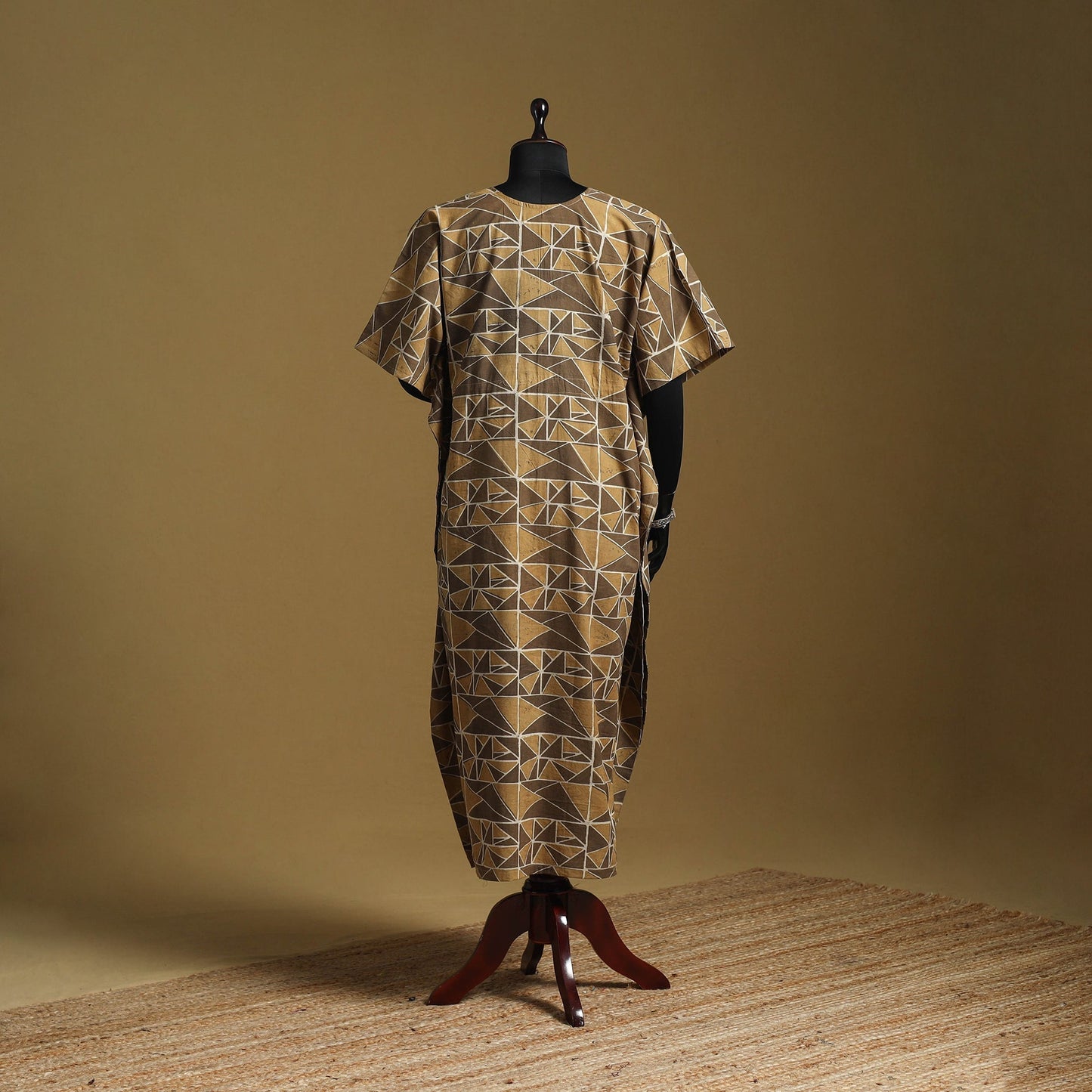 Hand akola long kaftan with tie-up waist 14 - handcrafted