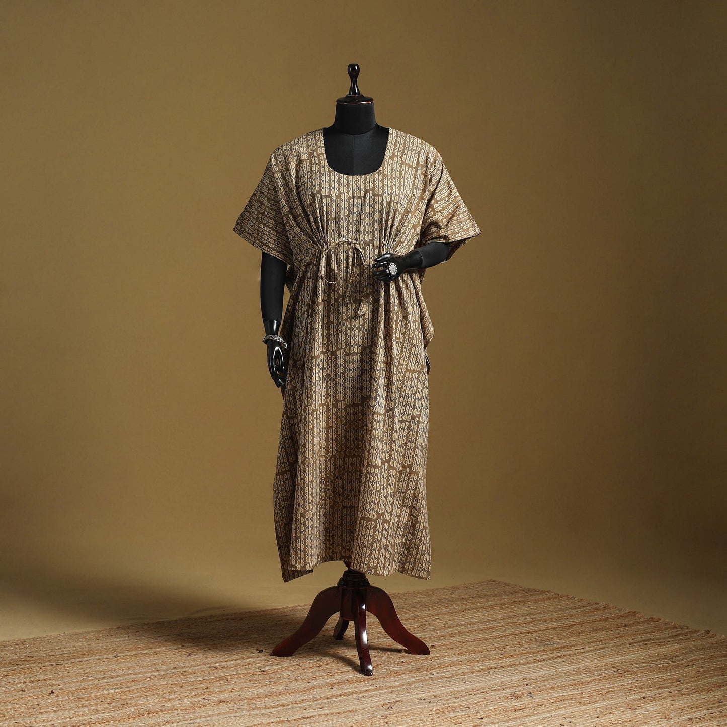 Hand akola long kaftan with tie-up waist 17 - handcrafted