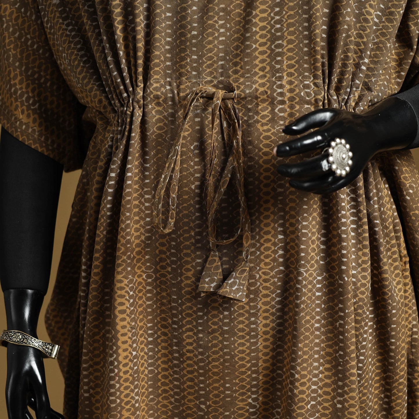 Hand akola long kaftan with tie-up waist 19 - handcrafted