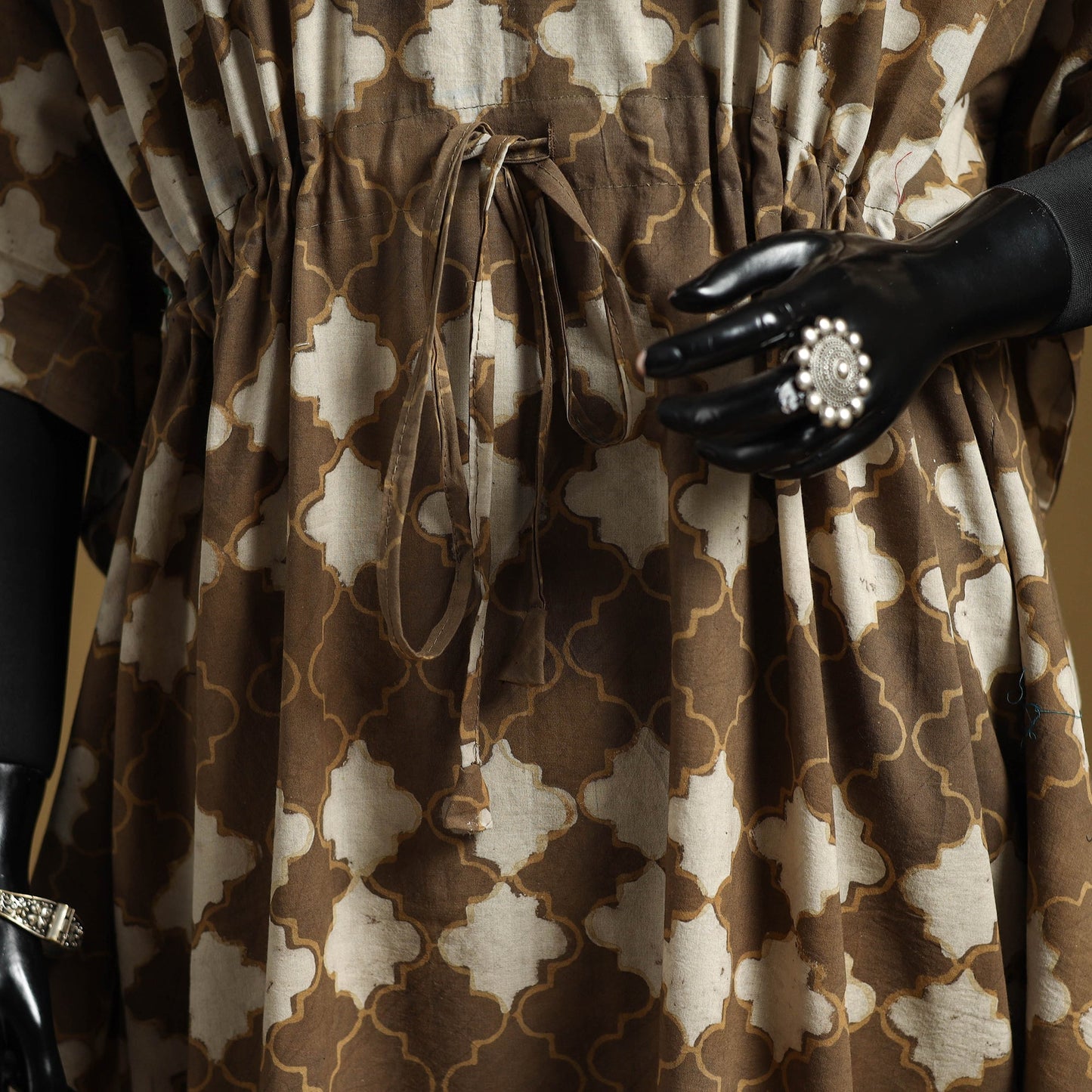 Hand akola long kaftan with tie-up waist 20 - handcrafted