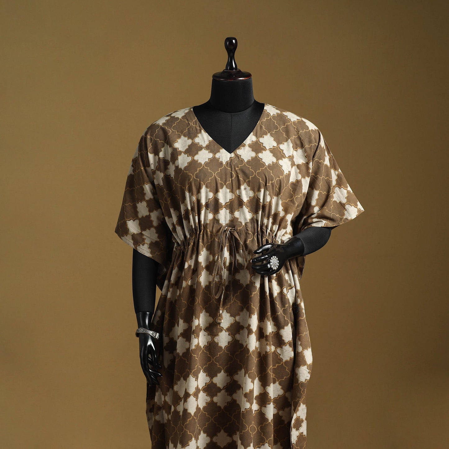 Hand akola long kaftan with tie-up waist 20 - handcrafted