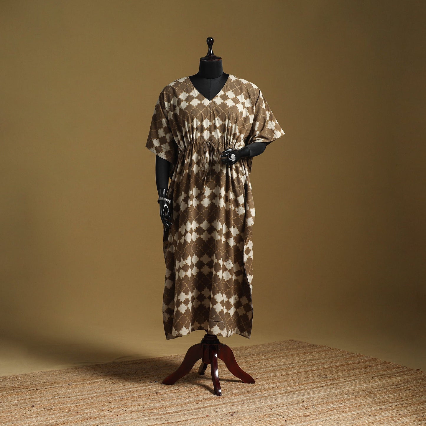 Hand akola long kaftan with tie-up waist 20 - handcrafted