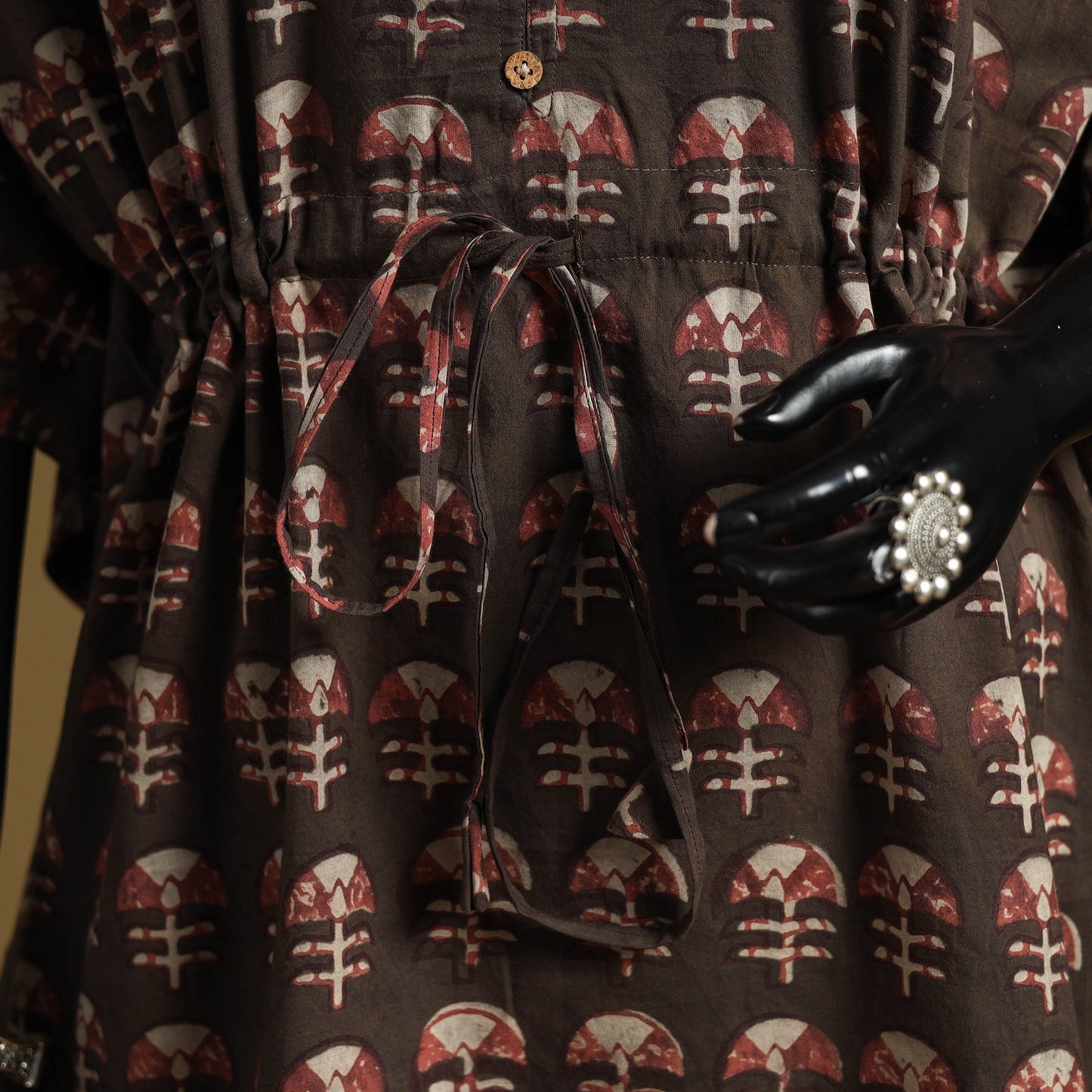 Hand akola short kaftan with tie-up waist 24 - handcrafted