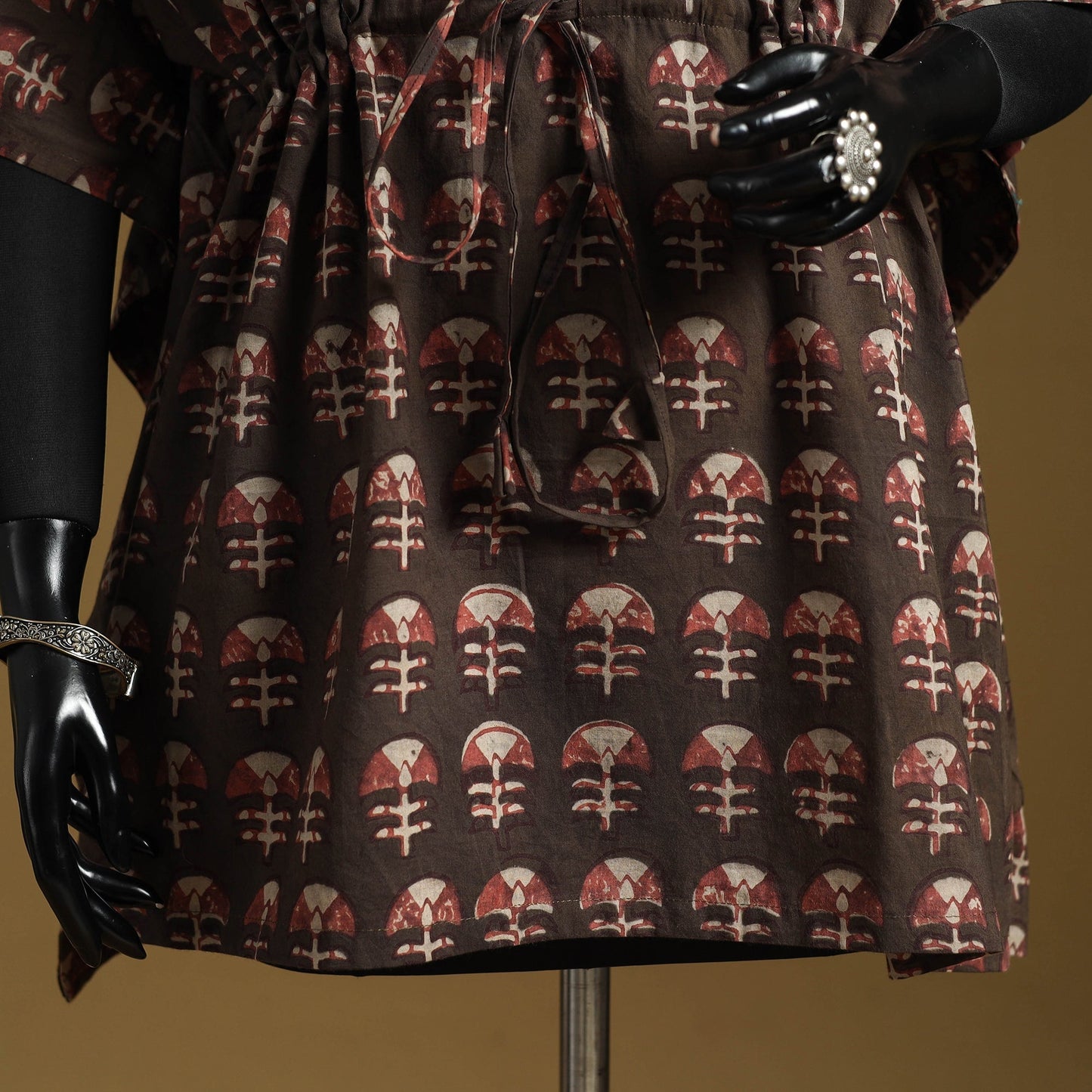 Hand akola short kaftan with tie-up waist 24 - handcrafted