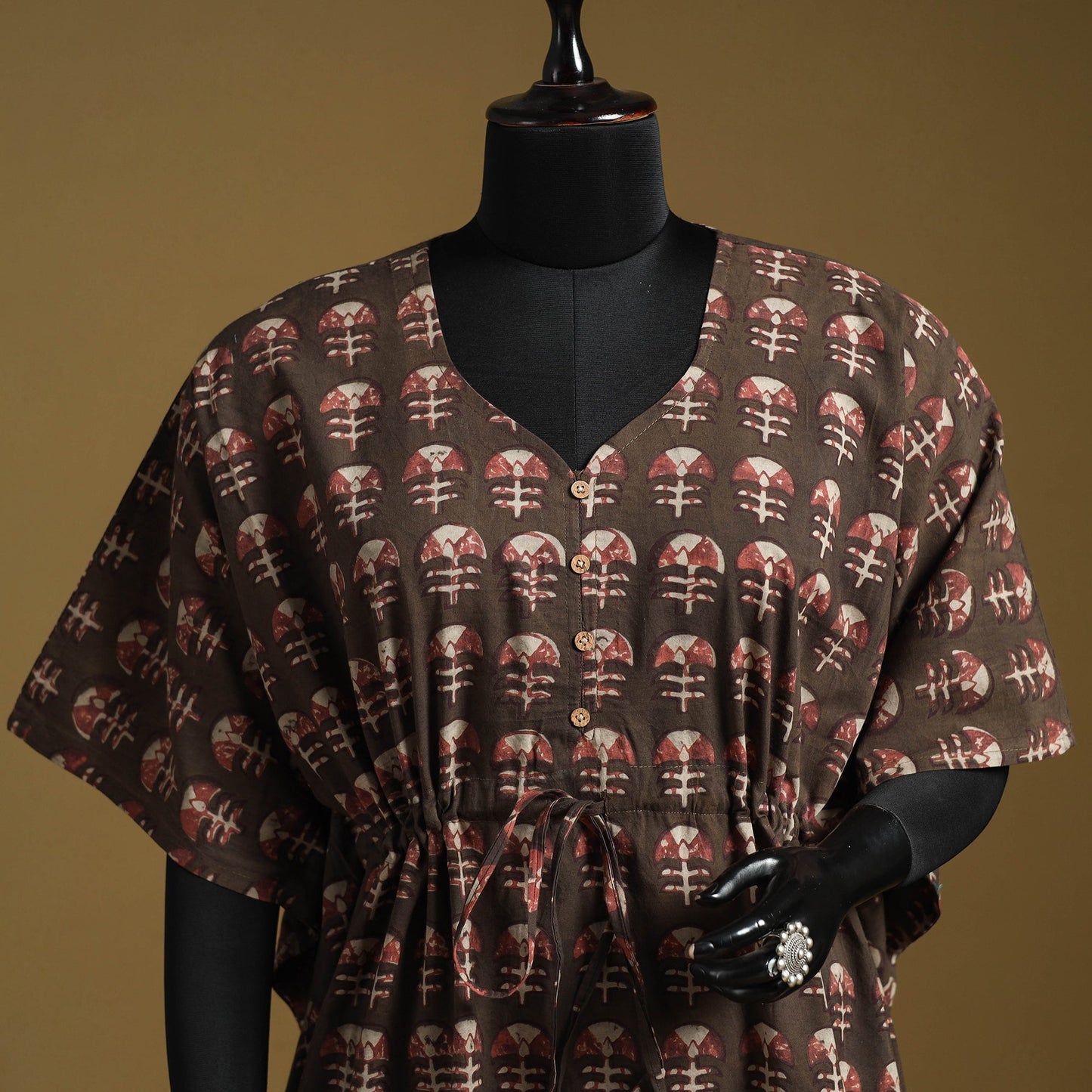 Hand akola short kaftan with tie-up waist 24 - handcrafted