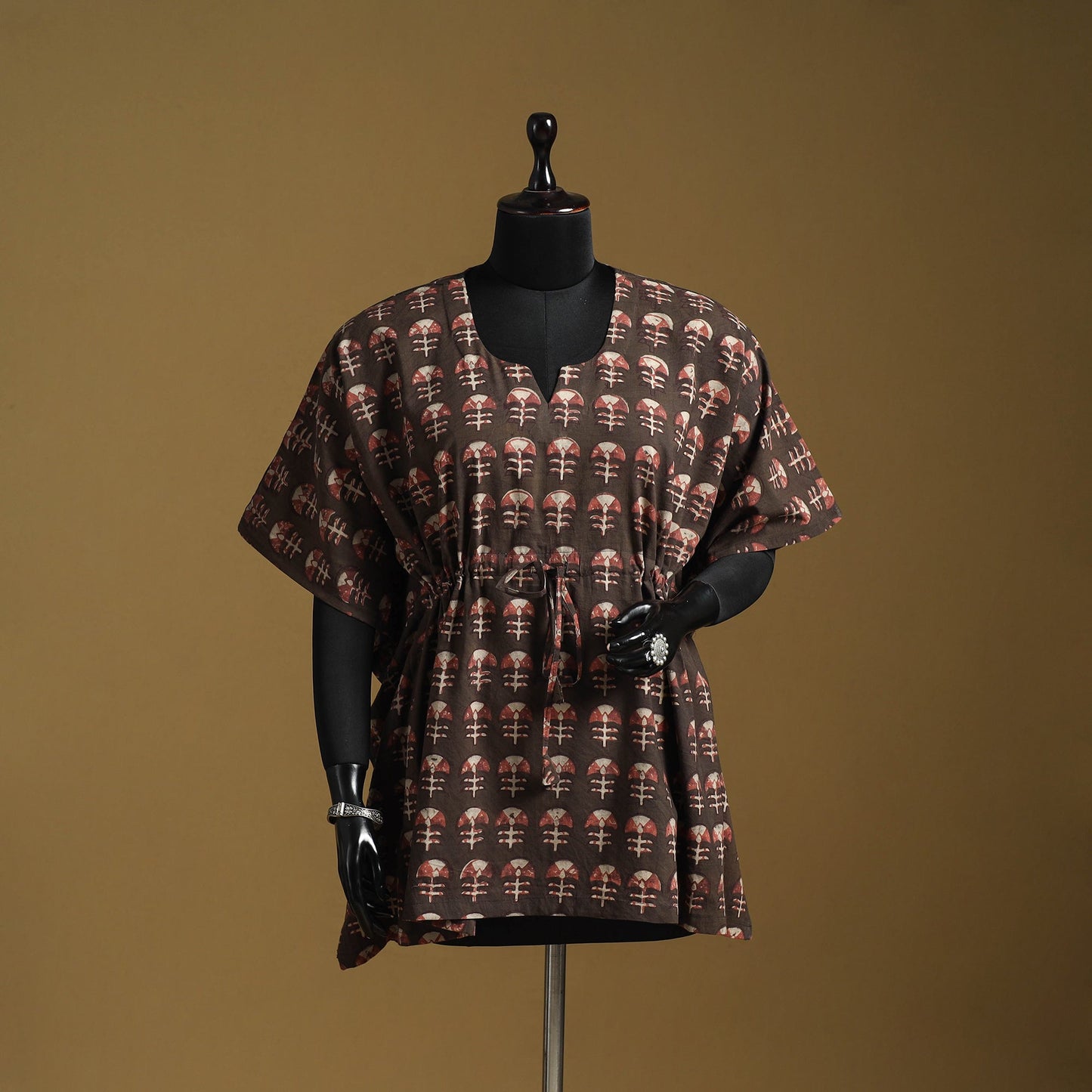 Hand akola short kaftan with tie-up waist 26 - handcrafted