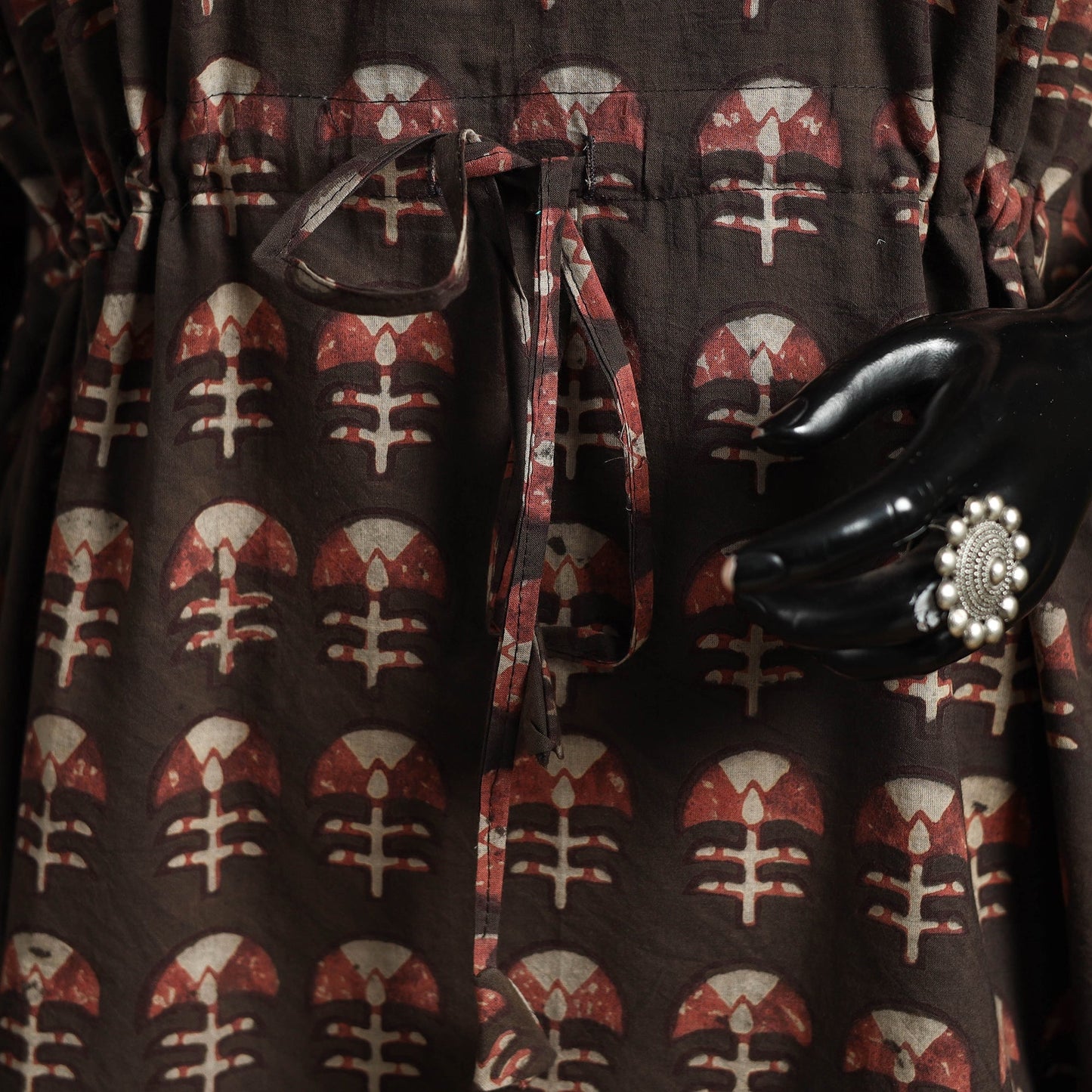 Hand akola short kaftan with tie-up waist 26 - handcrafted