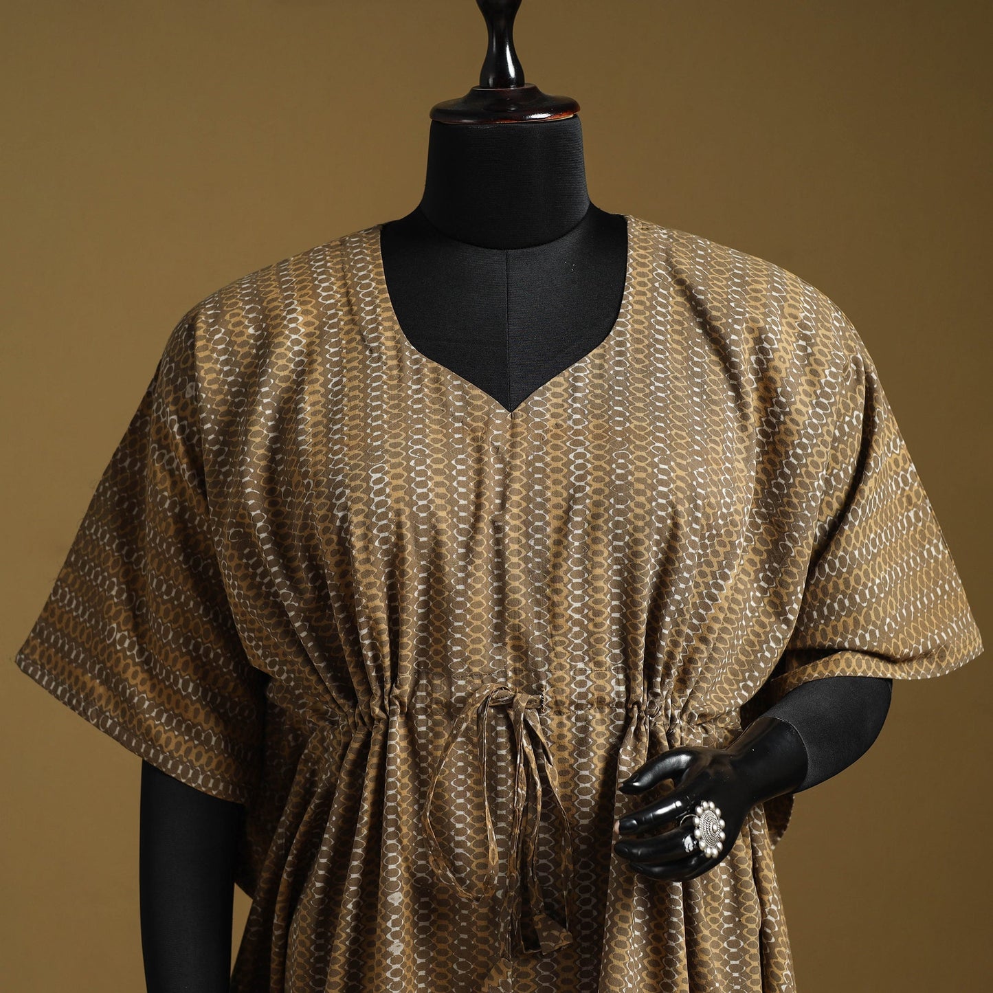 Hand akola short kaftan with tie-up waist 27 - handcrafted