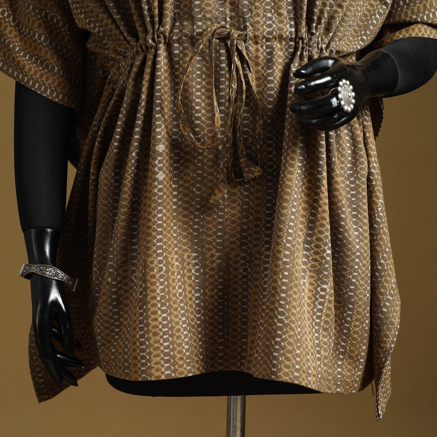 Hand akola short kaftan with tie-up waist 27 - handcrafted