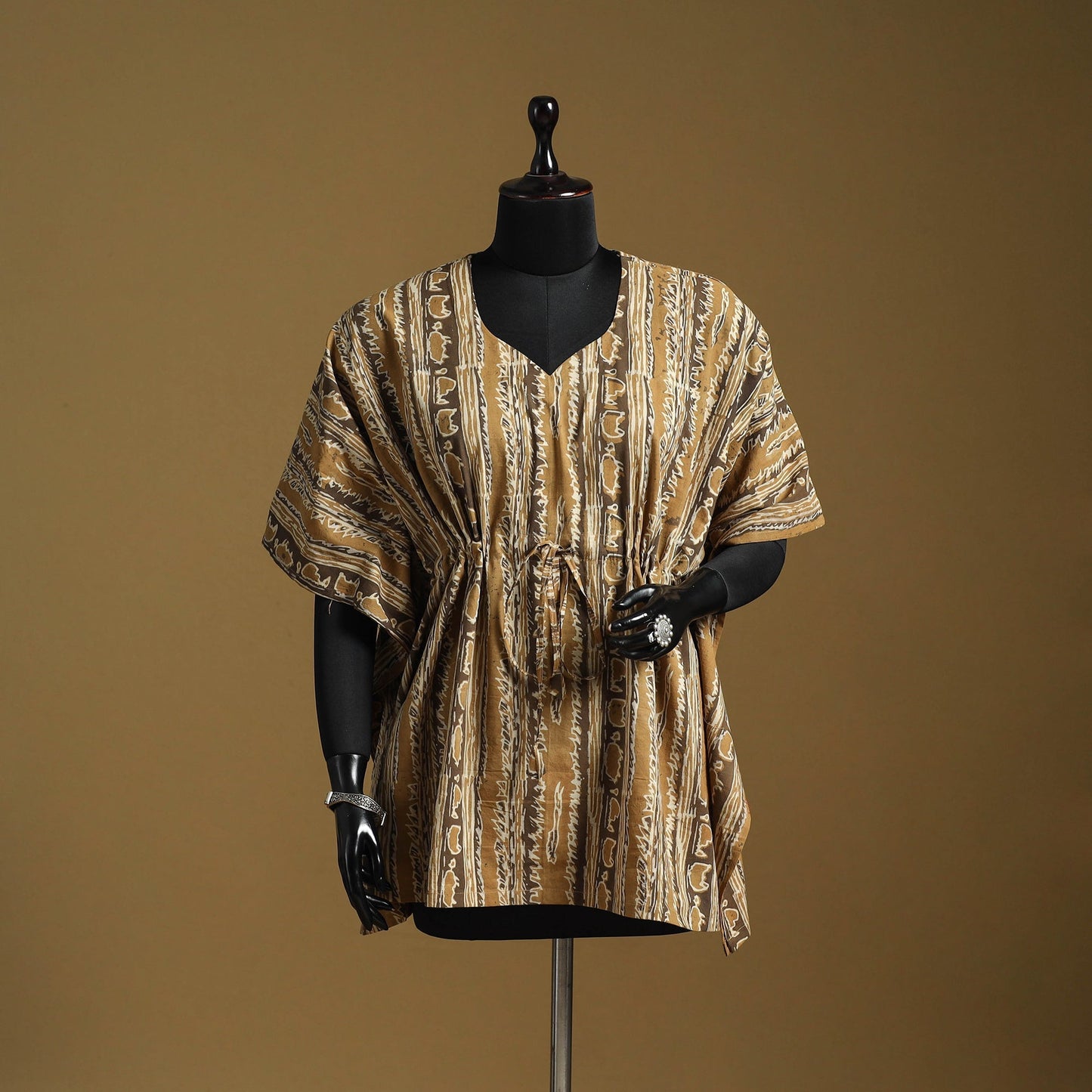 Hand akola short kaftan with tie-up waist 32 - handcrafted