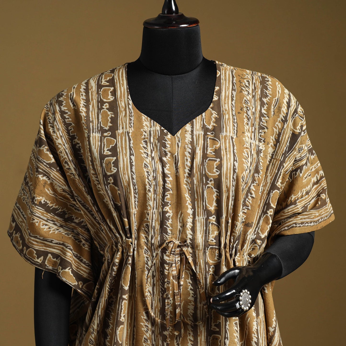 Hand akola short kaftan with tie-up waist 32 - handcrafted