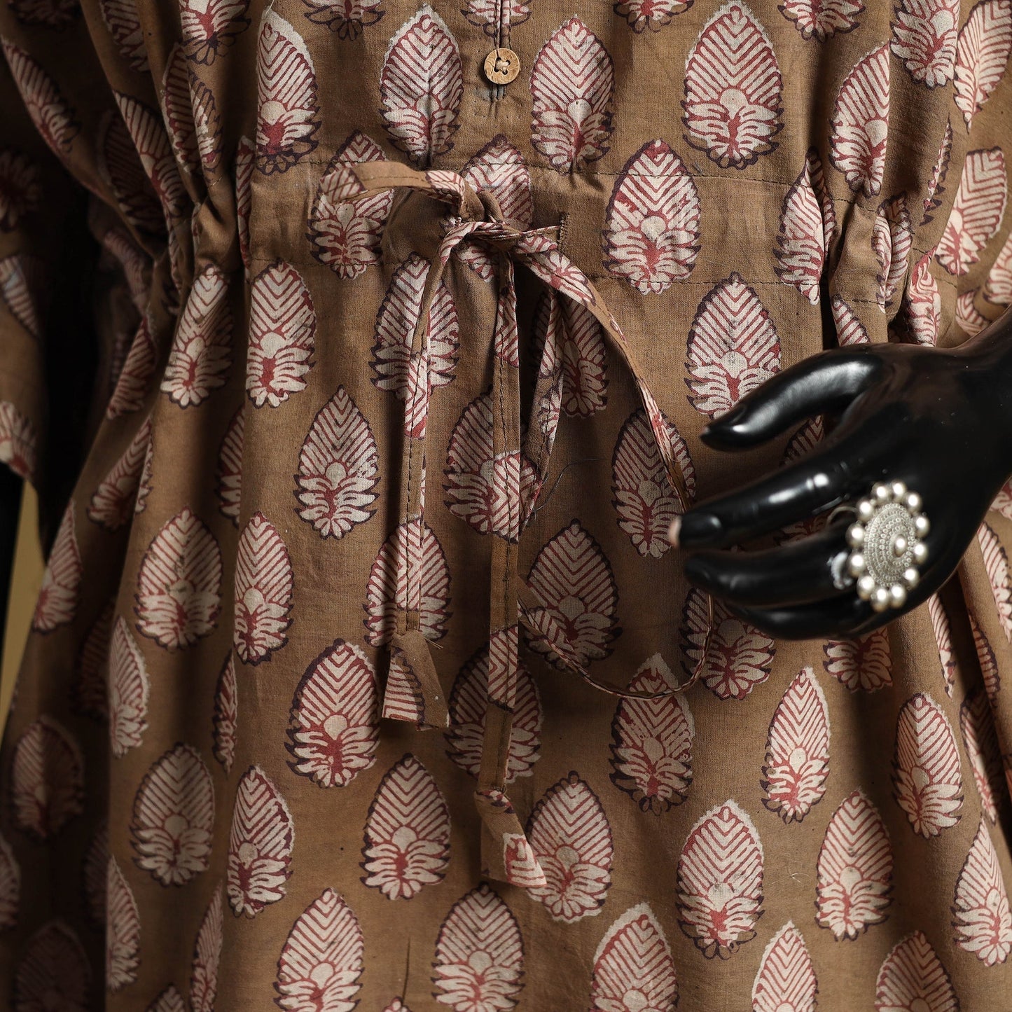 Hand akola short kaftan with tie-up waist 37 - handcrafted