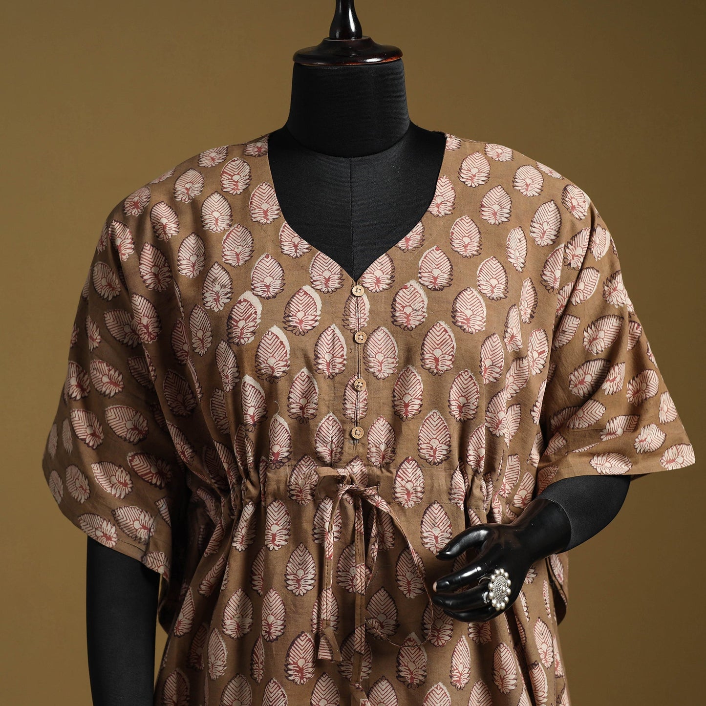 Hand akola short kaftan with tie-up waist 37 - handcrafted