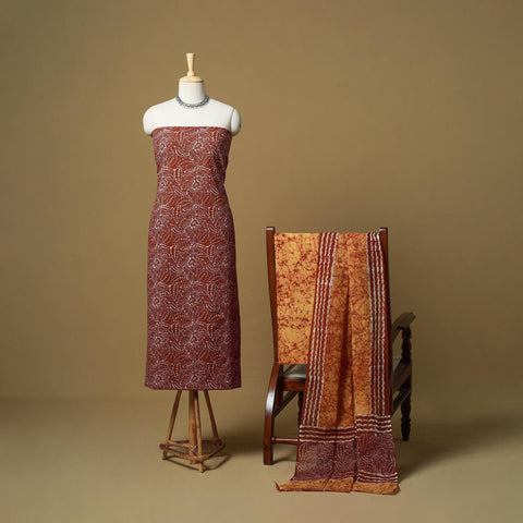 Hand batik cotton 3pc unstitched dress material 06