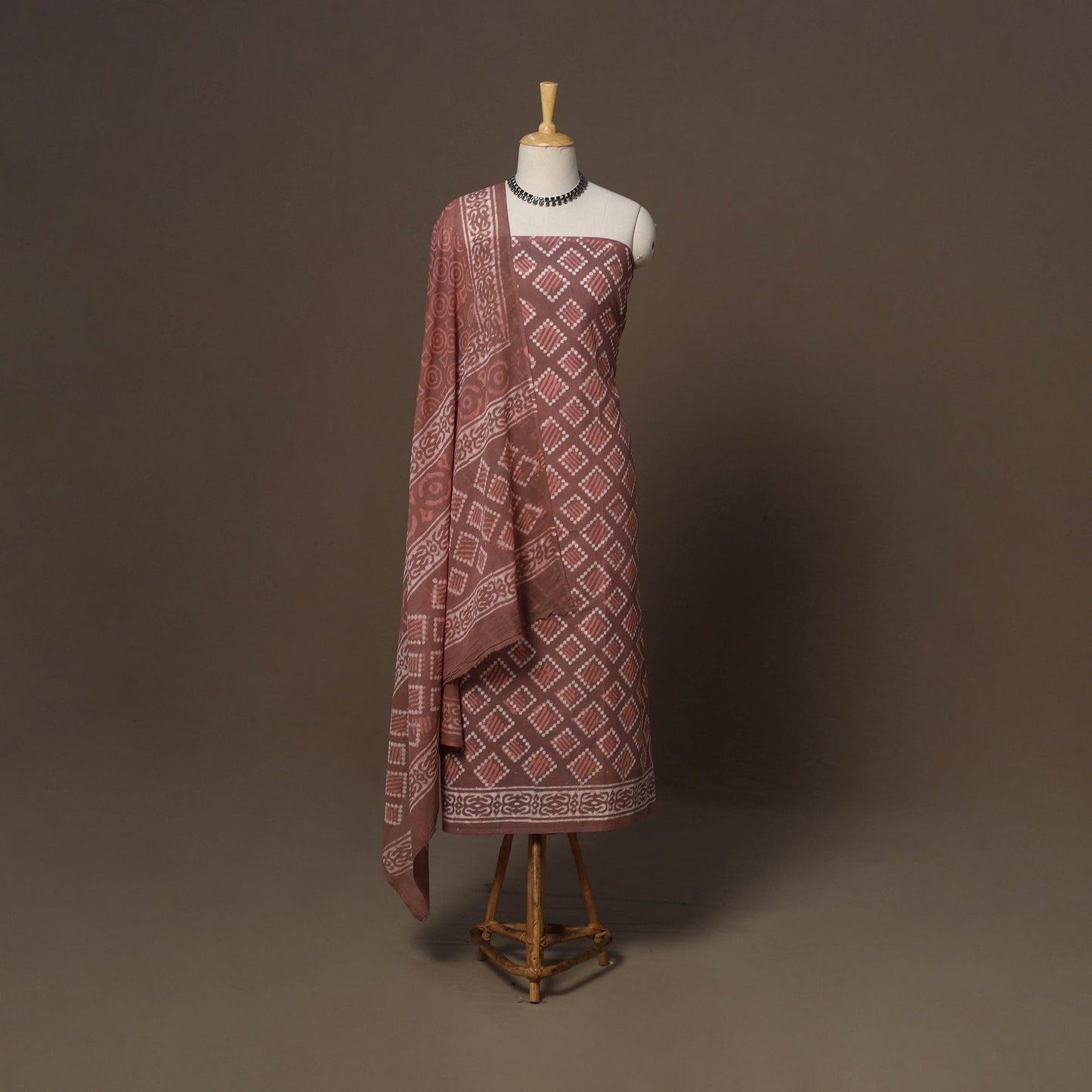 Hand batik cotton 3pc unstitched dress material 45