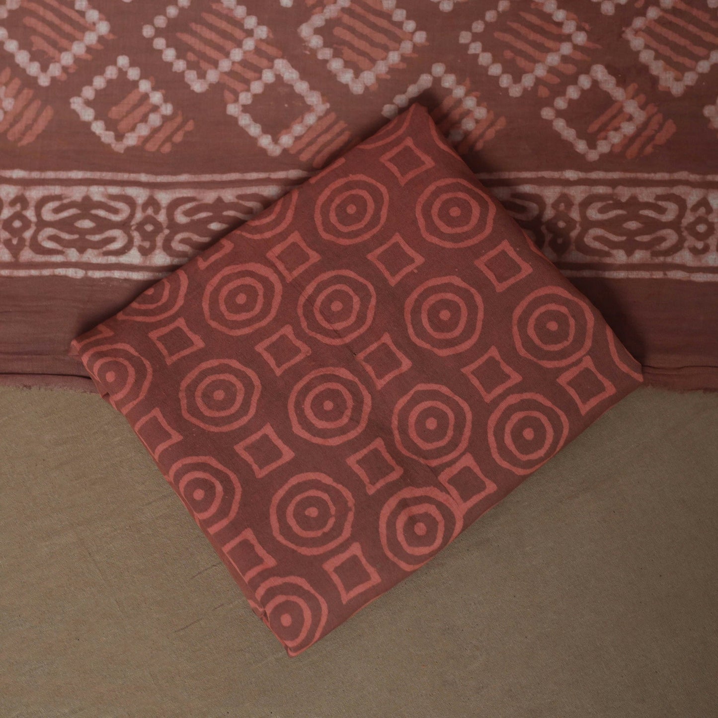 Hand batik cotton 3pc unstitched dress material 45