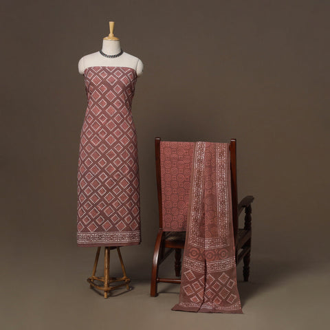 Hand batik cotton 3pc unstitched dress material 45