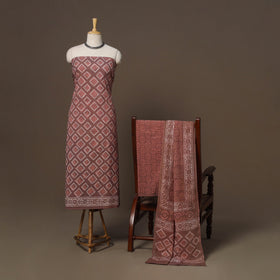 Hand batik cotton 3pc unstitched dress material 45