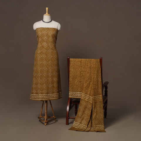 Hand batik cotton 3pc unstitched dress material 47