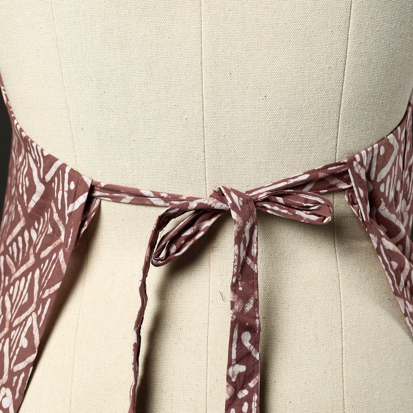 Brown - hand batik cotton apron with pocket 09 - handcrafted