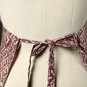 Brown - hand batik cotton apron with pocket 09 - handcrafted