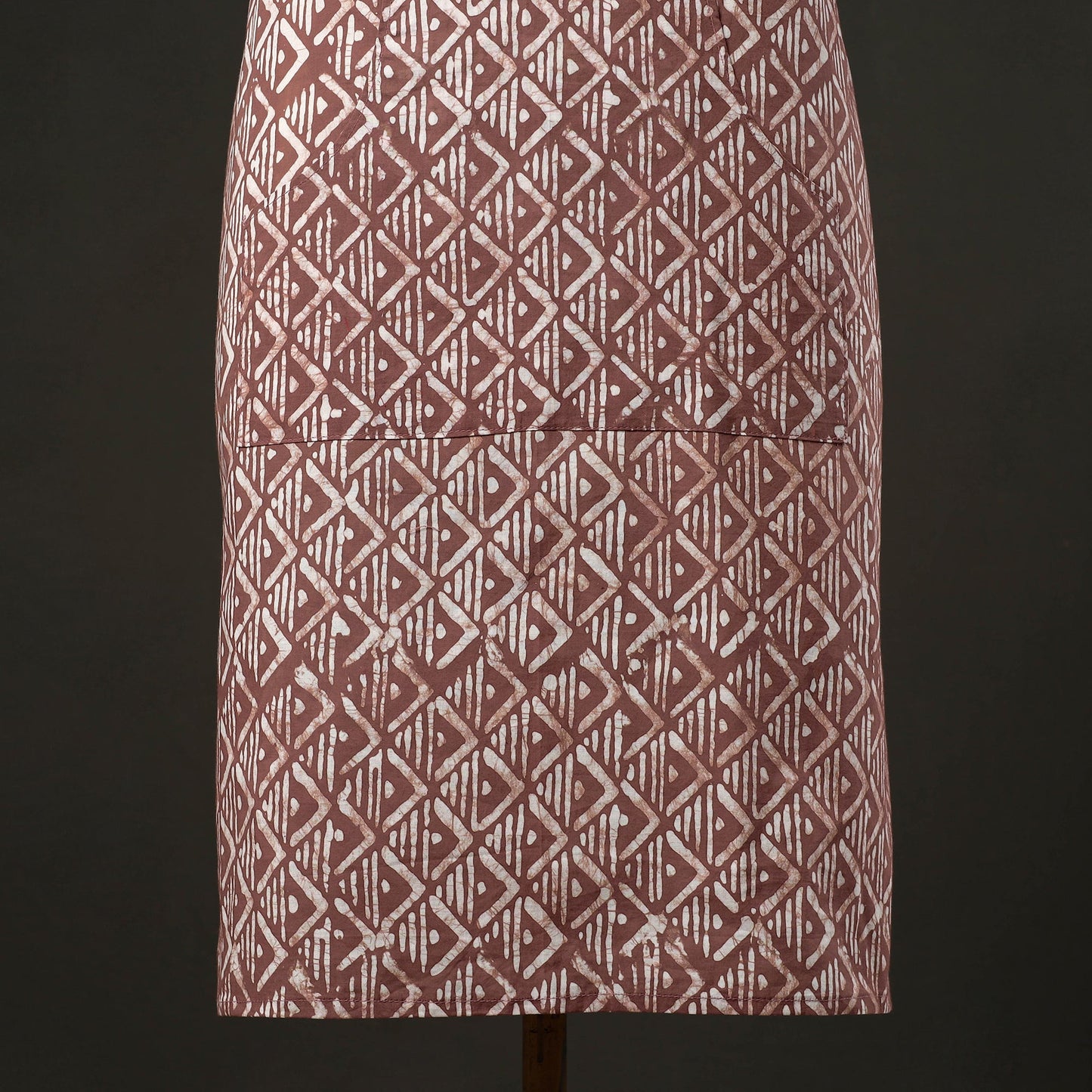 Brown - hand batik cotton apron with pocket 09 - handcrafted