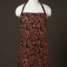 Brown - hand batik cotton apron with pocket 77 - handcrafted
