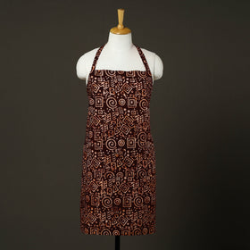 Brown - hand batik cotton apron with pocket 77 - handcrafted