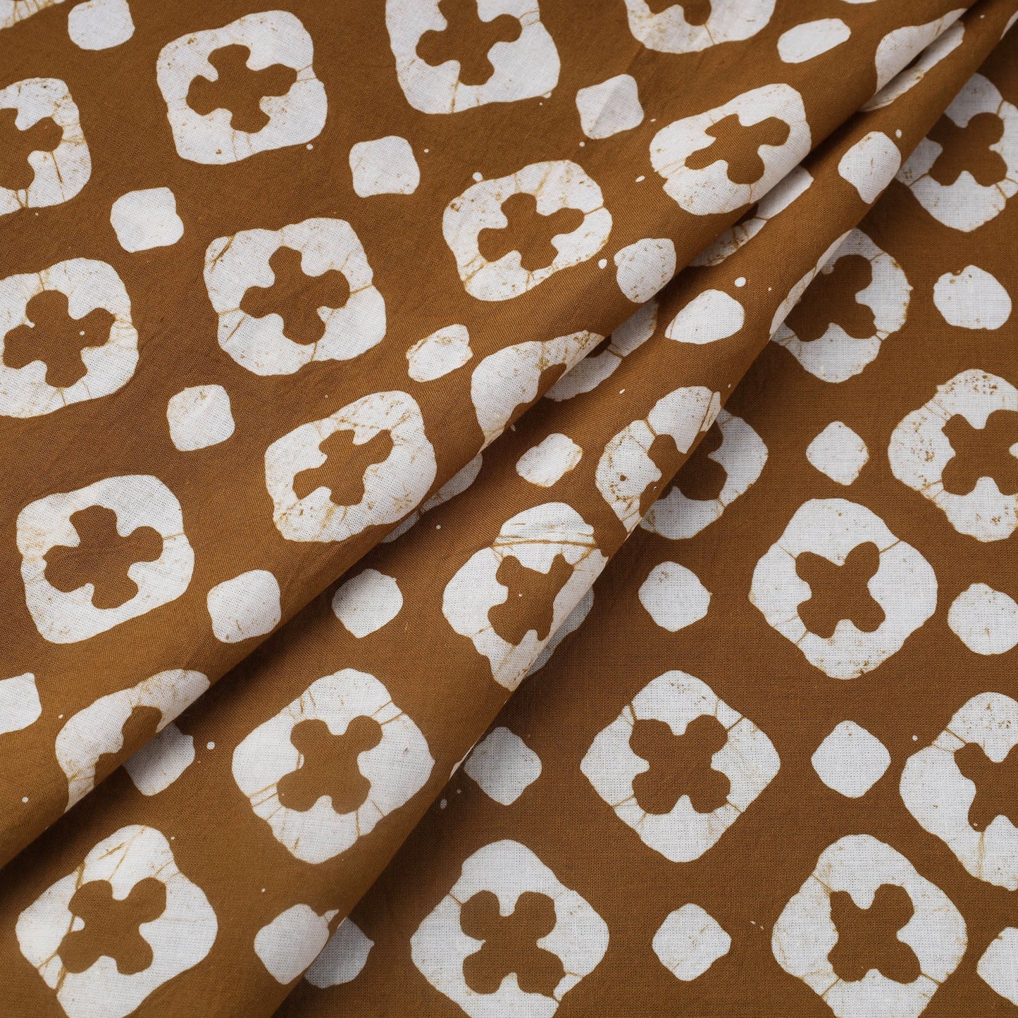Brown Hand Batik Print Cotton Fabric