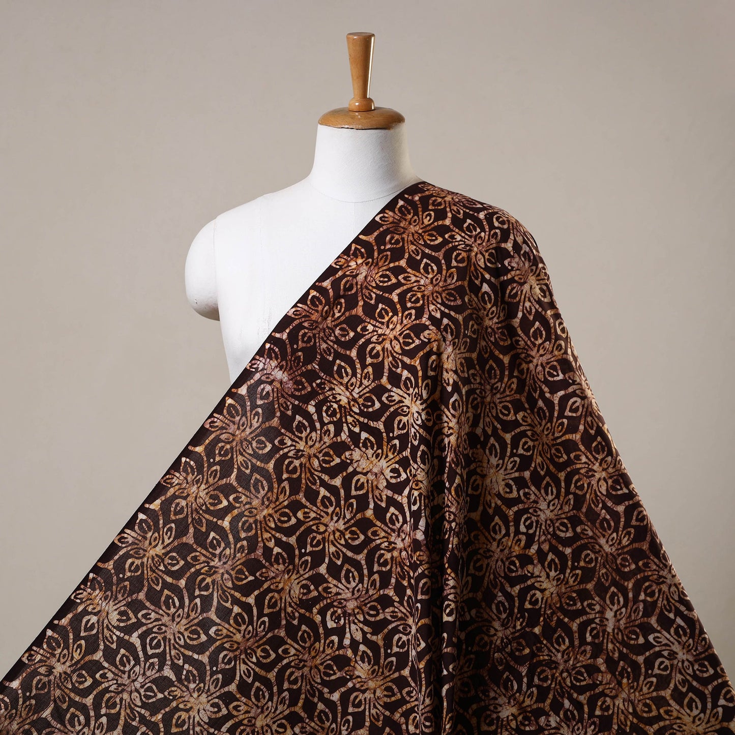 Brown Hand Batik Print Cotton Fabric