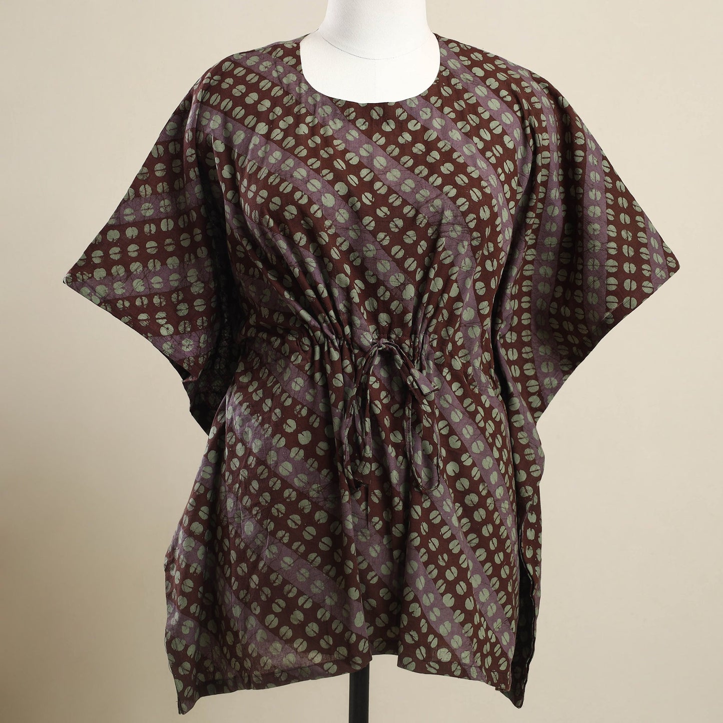 Buy Brown Hand Batik Print Cotton Kaftan