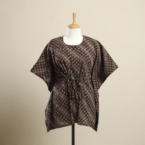 Buy Brown Hand Batik Print Cotton Kaftan