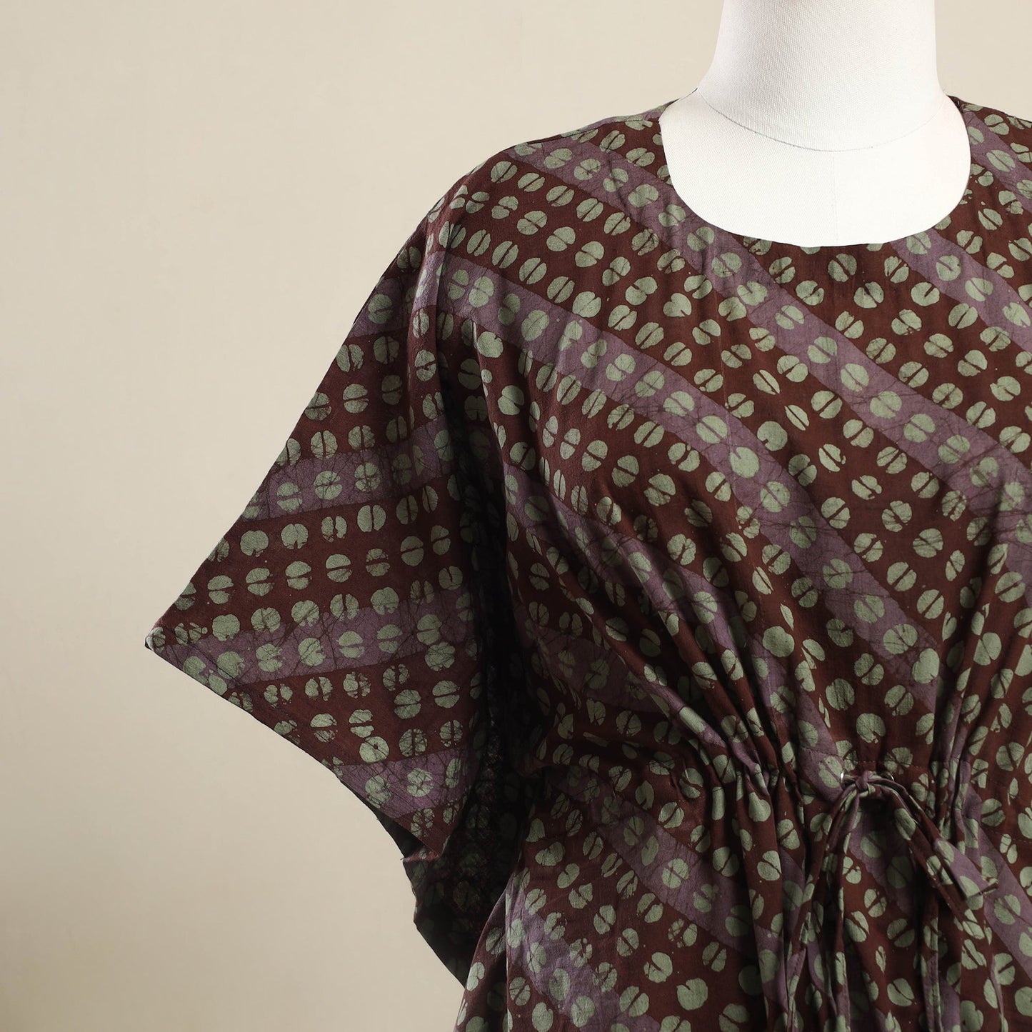 Buy Brown Hand Batik Print Cotton Kaftan