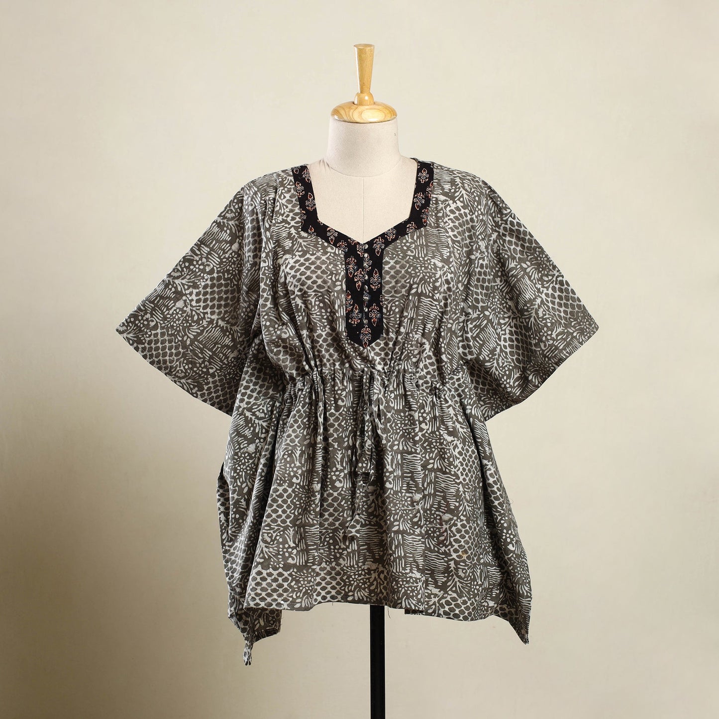 Buy Brown Hand Batik Print Cotton Kaftan