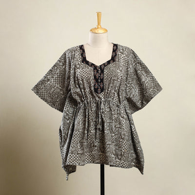 Buy Brown Hand Batik Print Cotton Kaftan