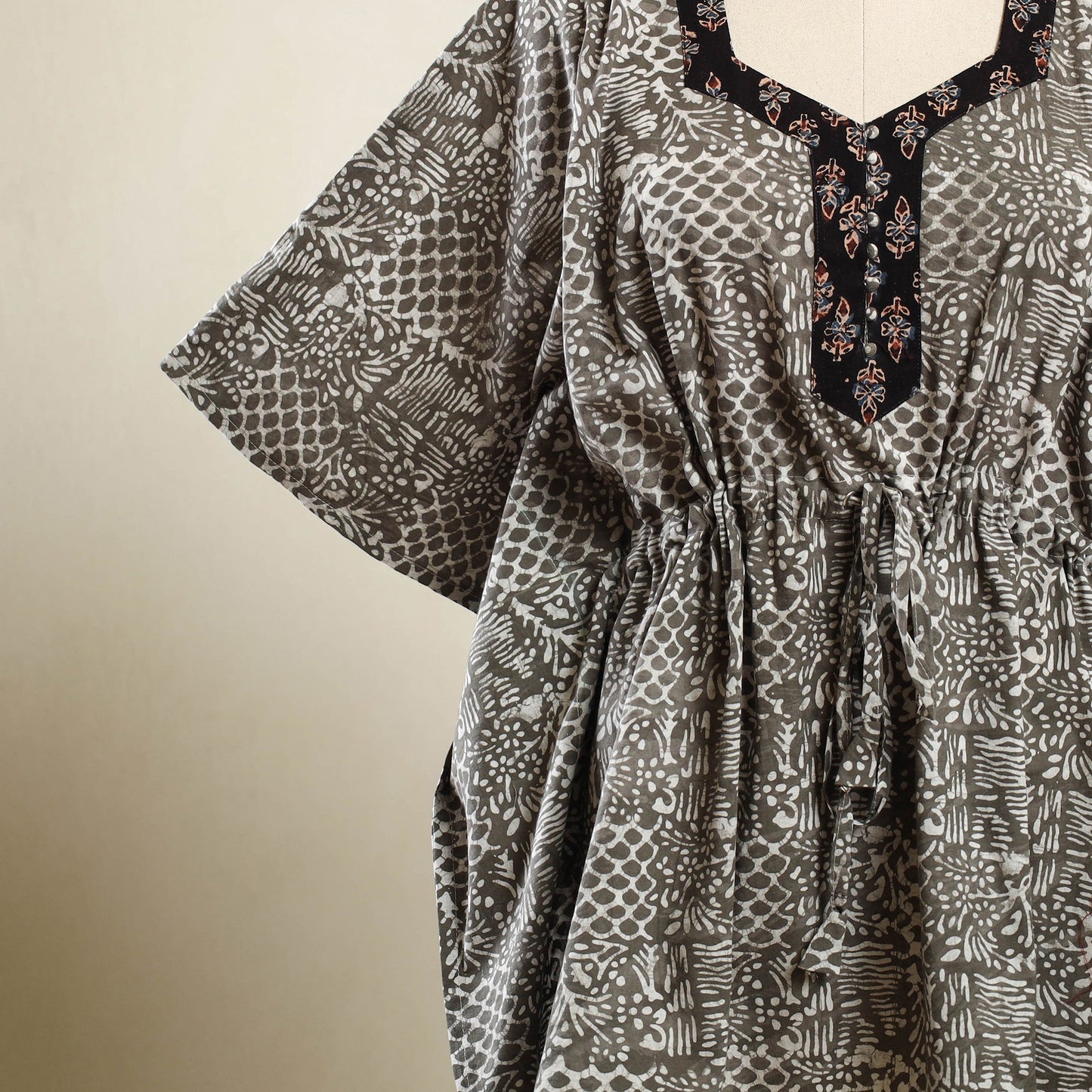 Buy Brown Hand Batik Print Cotton Kaftan