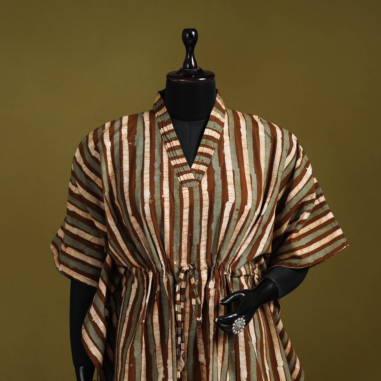 Hand batik cotton short kaftan 23 - handcrafted