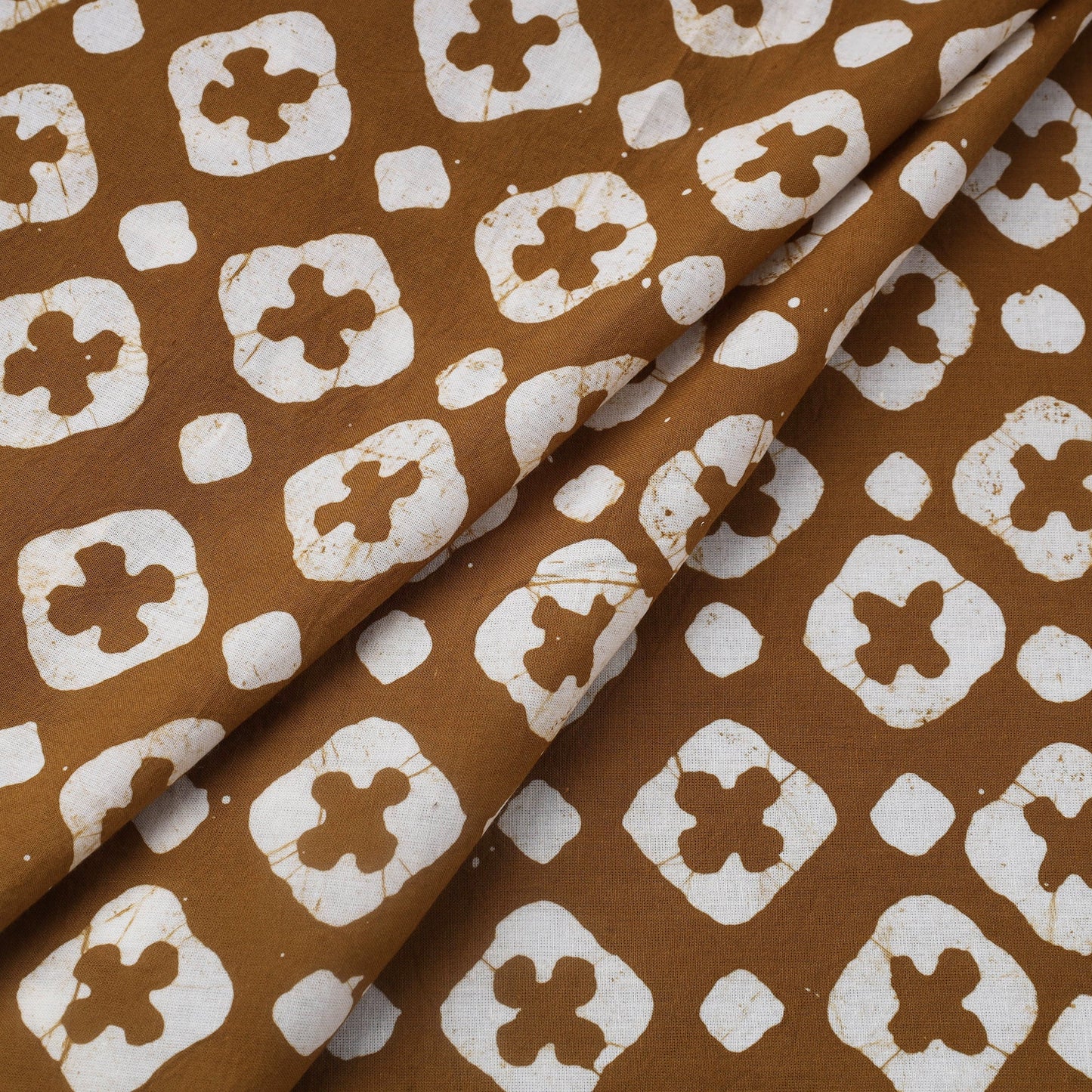 Brown Hand Batik Print Cotton Fabric