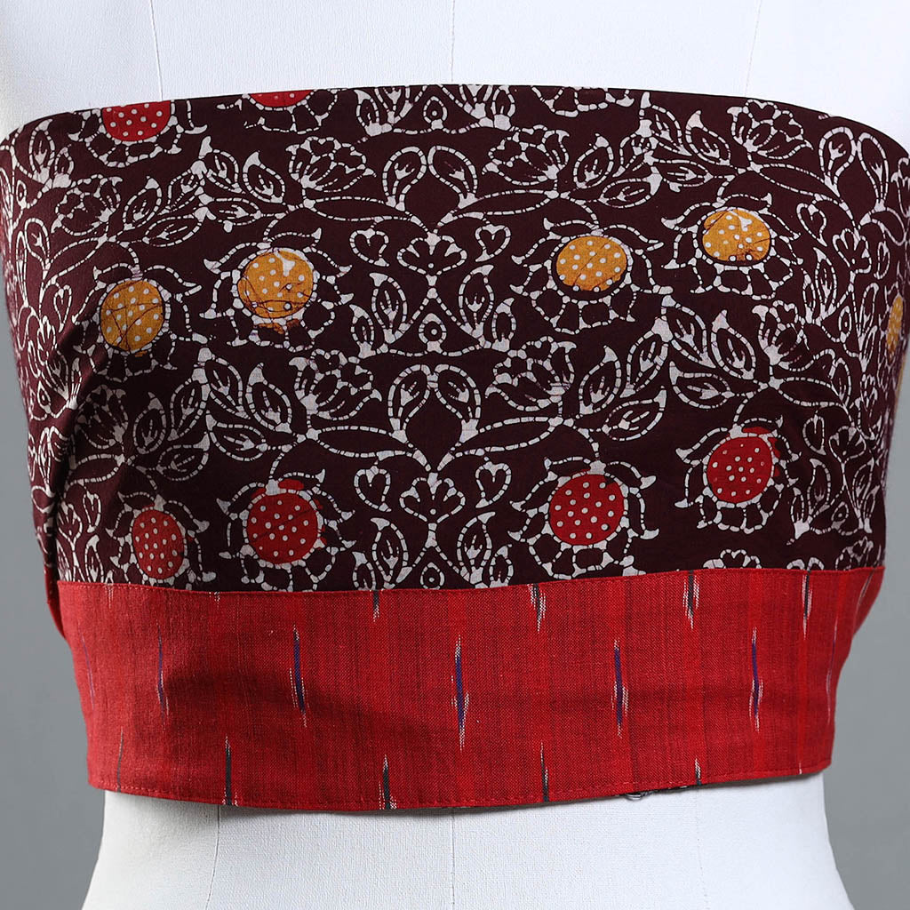 Brown - Hand Batik Printed Cotton Blouse Piece