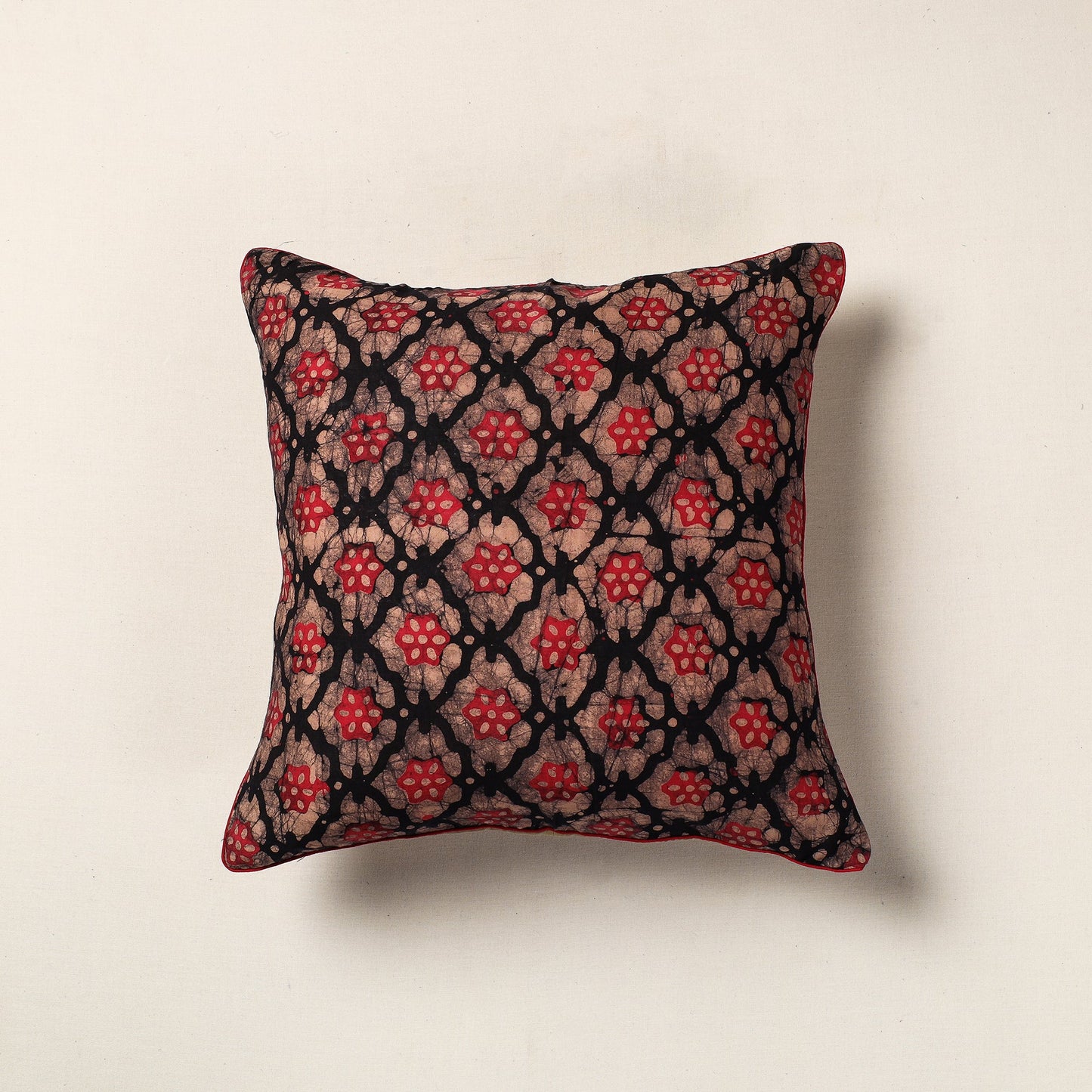 Brown Hand Batik Printed Cotton Cushion Cover